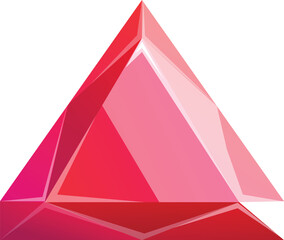 Poster - Red crystal triangle shape reflecting light creating an abstract background