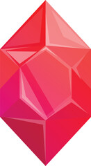 Poster - Red crystal gemstone shining with bright light, precious stone with geometric facets