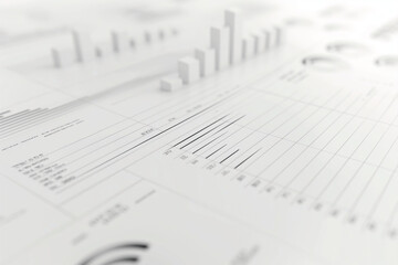 Graphs and charts on white background illustrating data analytics and financial reports for business insights concept