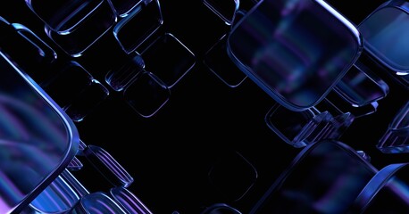 Leinwandbilder - Abstract geometric blocks on a black background, 3d render