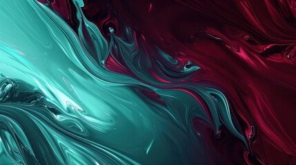 Wall Mural - Abstract Background, an energetic mix of bright cyan and deep maroon with fluid forms and sharp contrasts, providing a visually striking and contemporary atmosphere.