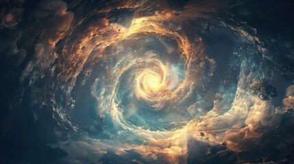 Wall Mural - Spiral nebula of clouds in the deep space
