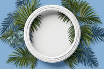 Poster - Tropical Frame with Green and Blue Leaves