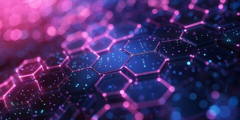 Poster - A hightech setting featuring illuminated hexagons and abstract design elements in a futuristic digital theme