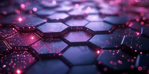 Poster - A hightech setting featuring illuminated hexagons and abstract design elements in a futuristic digital theme