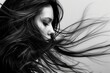 © Gnublin - girl with hair blowing in the wind in black and white colors