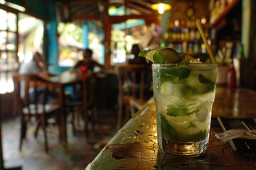 Wall Mural - Mojito cocktail in a bar in Cuba   Havana