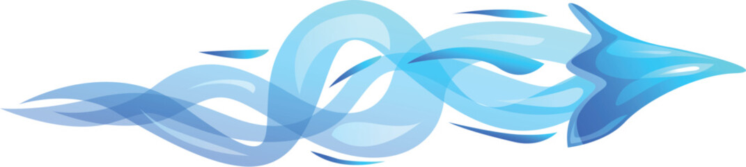 Poster - Abstract blue arrow swirling and moving quickly to the right of the image