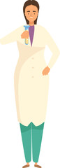 Poster - Female scientist doing scientific research holding a test tube with yellow liquid