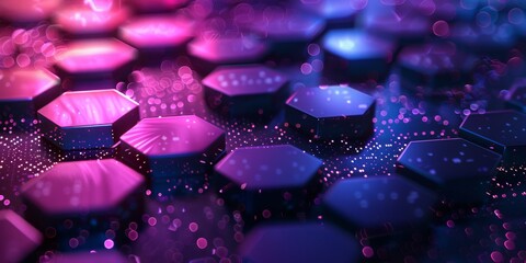 Poster - A hightech setting featuring illuminated hexagons and abstract design elements in a futuristic digital theme