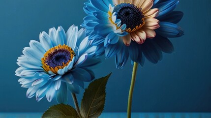 Blue Flower isolated on a blue background