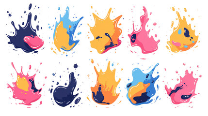 Poster - Vibrant Abstract Splash Set: Colorful Liquid Art Collection