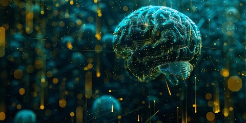 Poster - AI brain with glowing neural connections, representing artificial intelligence and machine learning.