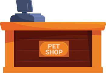 Poster - Pet shop wooden counter with a cash register is ready to accept payments