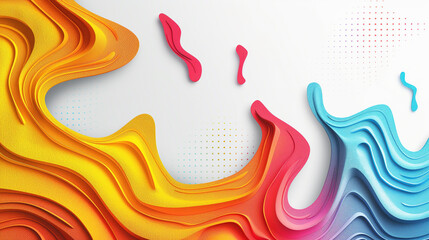 Wall Mural - A colorful abstract painting with a red, yellow, and blue wave