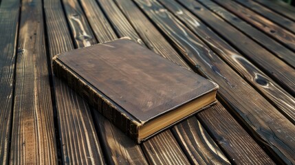 Canvas Print - Book on wood deck with space for copy