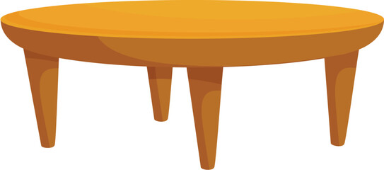 Poster - Round wooden table standing on four legs isolated on white background