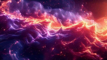 Poster - Abstract digital background with glowing particles. Futuristic wave