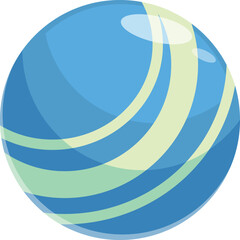 Poster - Blue sphere with green stripes showing abstract planet rotating in the space