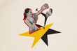 © deagreez - Composite trend sketch image 3D photo collage of gym sport boxing kick punch fight boxer glove sportswoman lady do exercise practice