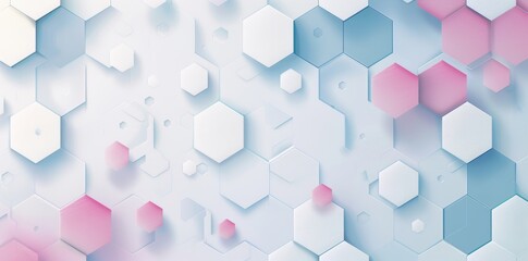 Poster - Geometric background with polygon shape pattern and isometric blocks