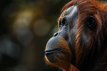 Wall Mural - Sumatran Orangutan, Macro,Left side view