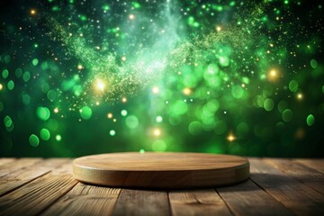 Wall Mural - An empty podium with bright lights and a focused spotlight.