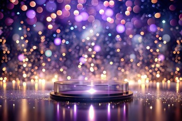 Wall Mural - an empty podium with bright lights and a focused spotlight.