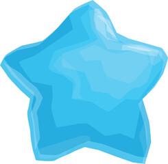 Poster - Blue crystal star shining with bright light, low poly style