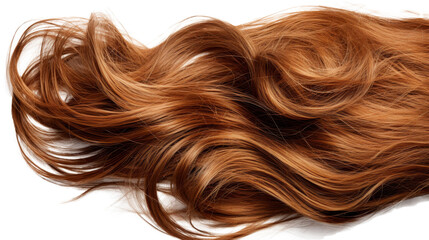 Flowing chestnut brown hair strands with a transparent background, perfect for beauty concepts