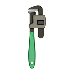 Sticker - plumber pipe wrench cartoon. tool repair, service plumbing, home work plumber pipe wrench sign. isolated symbol vector illustration