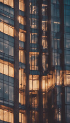 Exterior of highrise building at dusk architecture tower city