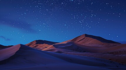 A beautiful desert night sky with a mountain range in the background