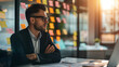 © Olga - Businessman reviewing project timelines, highly professional photo picture capturing detailed expressions and balanced lighting, businessman, with copy space