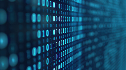 Aufkleber - Abstract binary code background featuring rows of ones and zeros in a futuristic digital landscape, ideal for technology and programming concept visuals.
