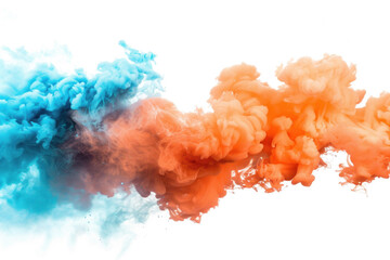 Wall Mural - Tinted clouds in blue and orange hues on isolated background