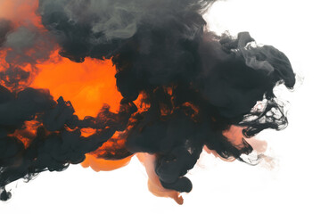 Wall Mural - Tinted clouds in orange and charcoal hues on isolated background. Volcanic lava effect.