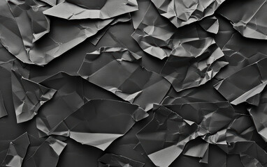Poster - Monochromatic abstract background featuring multiple overlapping crumpled paper sheets, creating a dynamic texture and modern design.