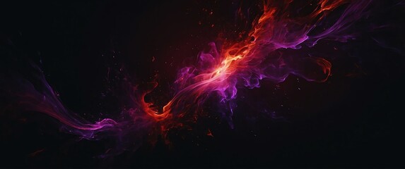 Wall Mural - red and purple flare abstract dramatic light on plain dark black background for banner copy space