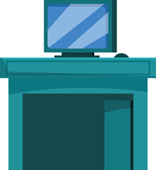 Poster - Reception desk with a computer sitting on top, showing an empty check in area