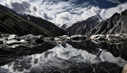 Wall Mural - natural pattern black marble for black and white abstract background