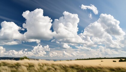 Wall Mural - beautiful blue summer sky with fluffy clouds