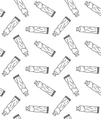 Sticker - Vector seamless pattern of hand drawn doodle sketch outline paint tube isolated on white background