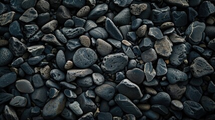 Poster - texture and background of black stones in nature