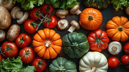 Wall Mural - Autumn Harvest: A Bountiful Table of Vegetables