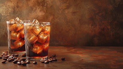 Canvas Print - Refreshing Iced Coffee with Coffee Beans