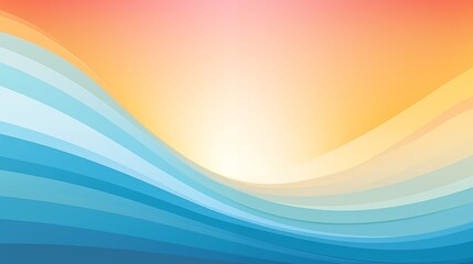 Poster - Abstract Digital Art of a Colorful Sunrise/Sunset Over Curved Waves