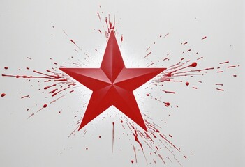 Sticker - Red star sprayed on white, illustration