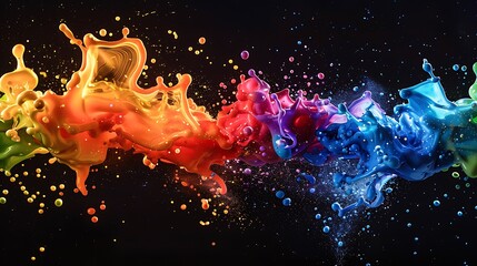 Wall Mural - Rainbow Liquid Explosion on Black Background