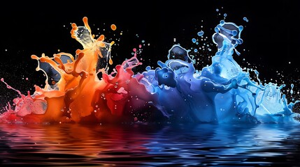 Wall Mural - Colorful Liquid Splashes on Water